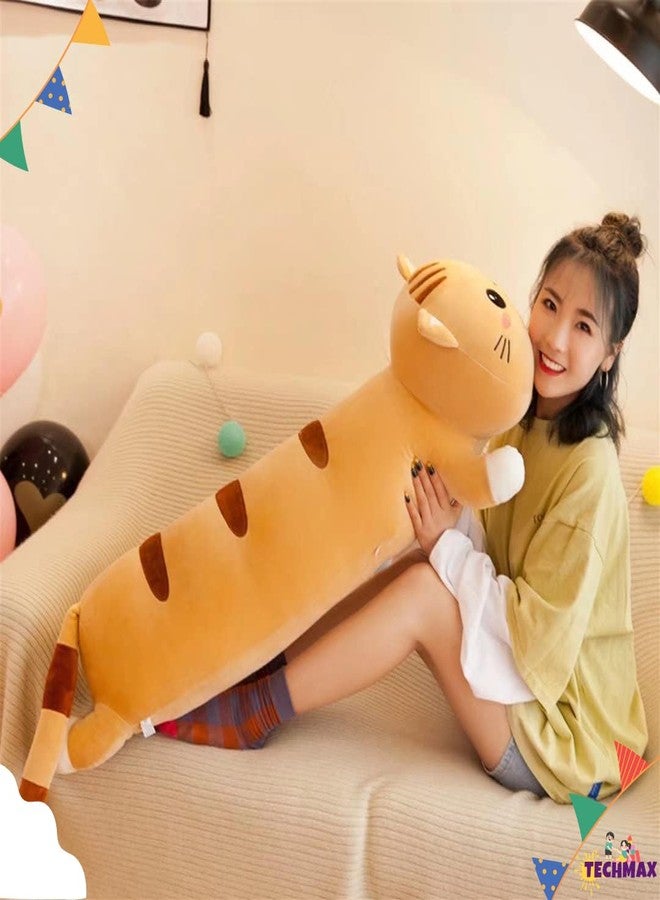 TechMax Solution وسادة رمي ناعمة على شكل قطة بنية من TechMax Solution - دمية قطة صغيرة طويلة مخملية محشوة من القطن، هدية رائعة للأطفال أو الصديقات - Image 3